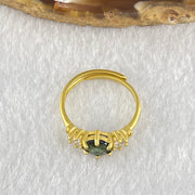 Natural Green Tourmaline with Crystals In S925 Sliver Gold Color Ring (Adjustable Size) 1.59g 3.6 by 2.6mm - Huangs Jadeite and Jewelry Pte Ltd