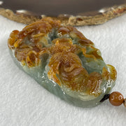 Grand Master Type A Green with Brownish Jadeite Dragon Double Side Pendant 125.78g 77.7 by 46.4 by 18.2mm - Huangs Jadeite and Jewelry Pte Ltd