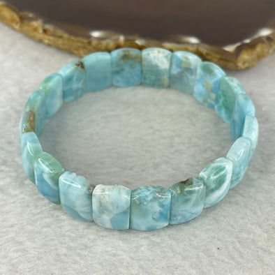 Certified Natural Larimar Bracelet 27.16g 18cm 13.9 by 10.1 by 4.7mm 20 pcs - Huangs Jadeite and Jewelry Pte Ltd