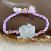 Type A Lavender with Yellow Patch Jadeite Male Pixiu String Bracelet 5.96g 13cm 18.0 by 14.2 by 12.6mm - Huangs Jadeite and Jewelry Pte Ltd