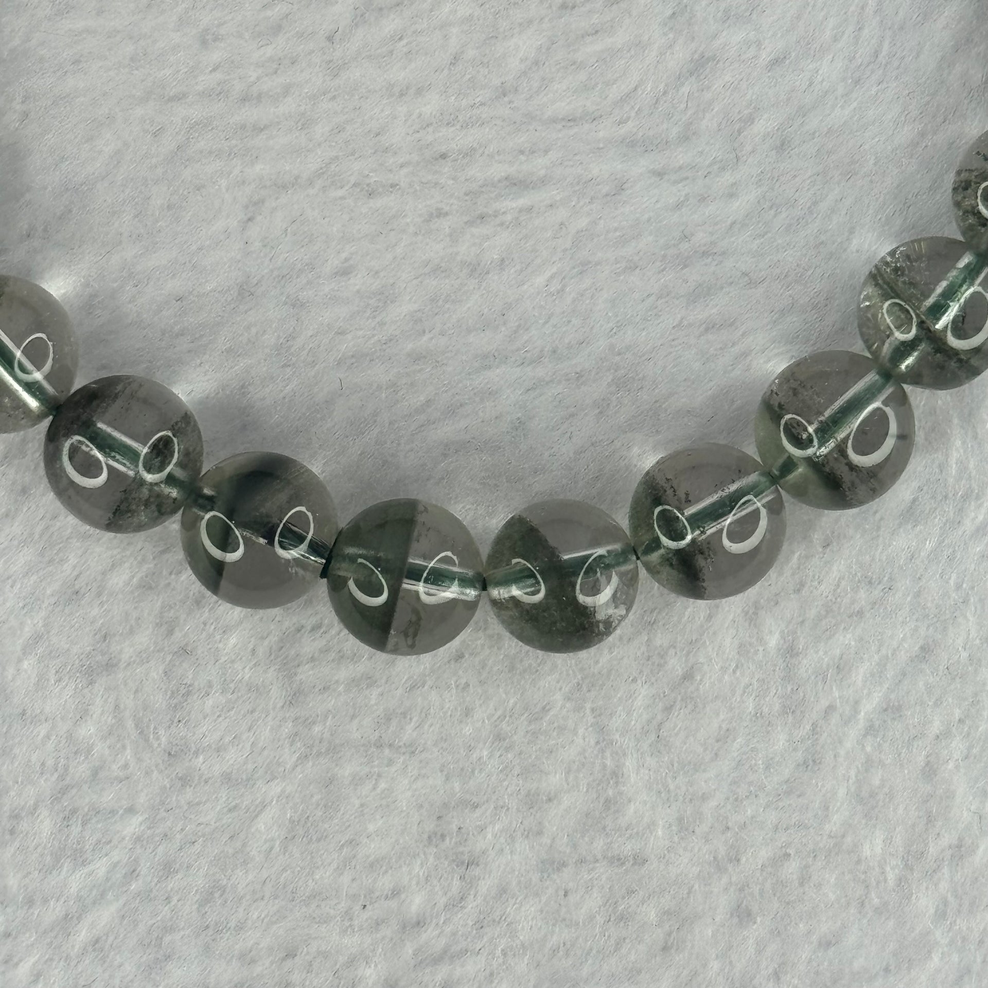 Very Good Grade Natural Green Phantom Quartz Beads Bracelet 23.14g 17cm 9.3mm 22 Beads - Huangs Jadeite and Jewelry Pte Ltd