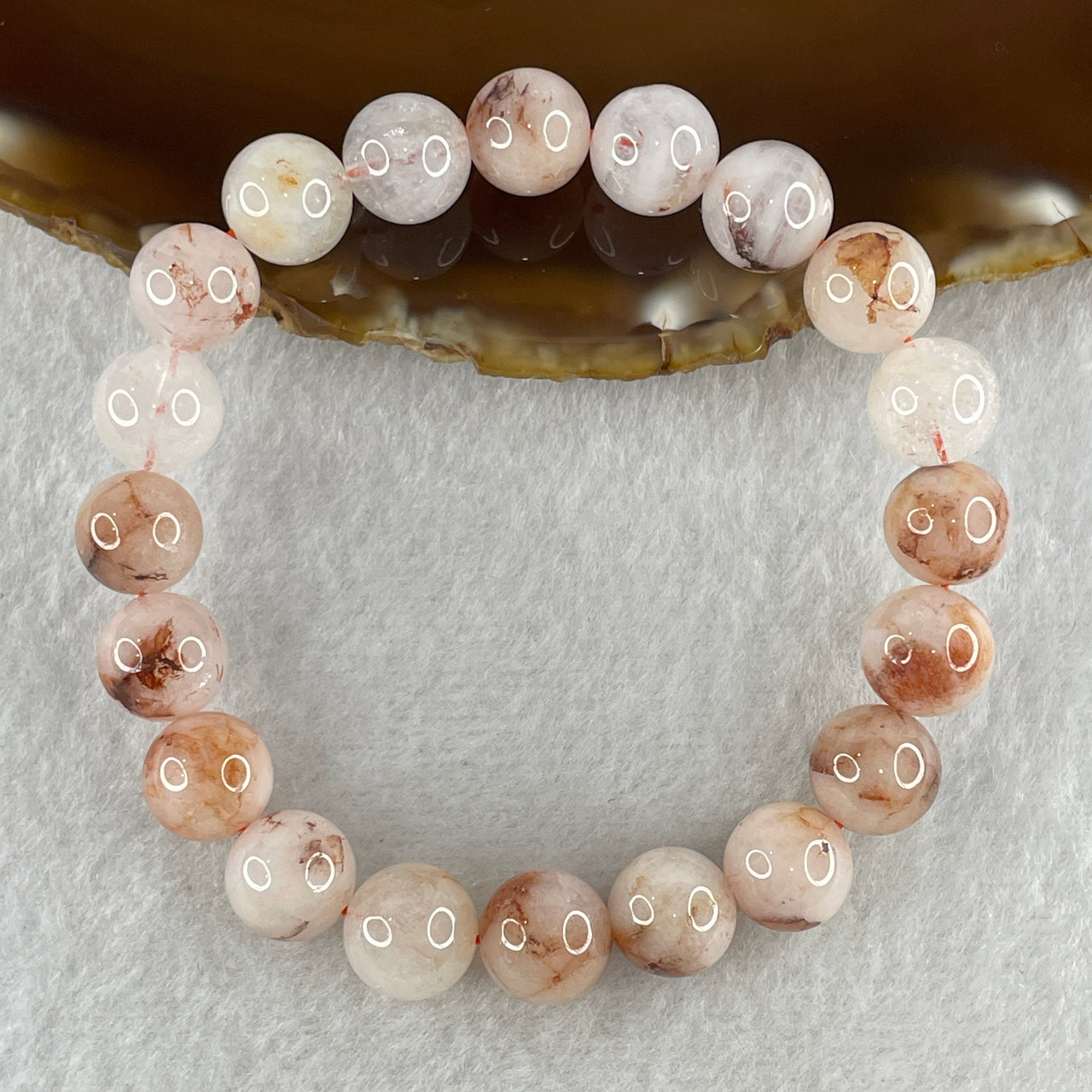 Natural Pinky Ferruginous Quartz Beads Bracelet 28.90g 16cm 10.3mm 20Beads