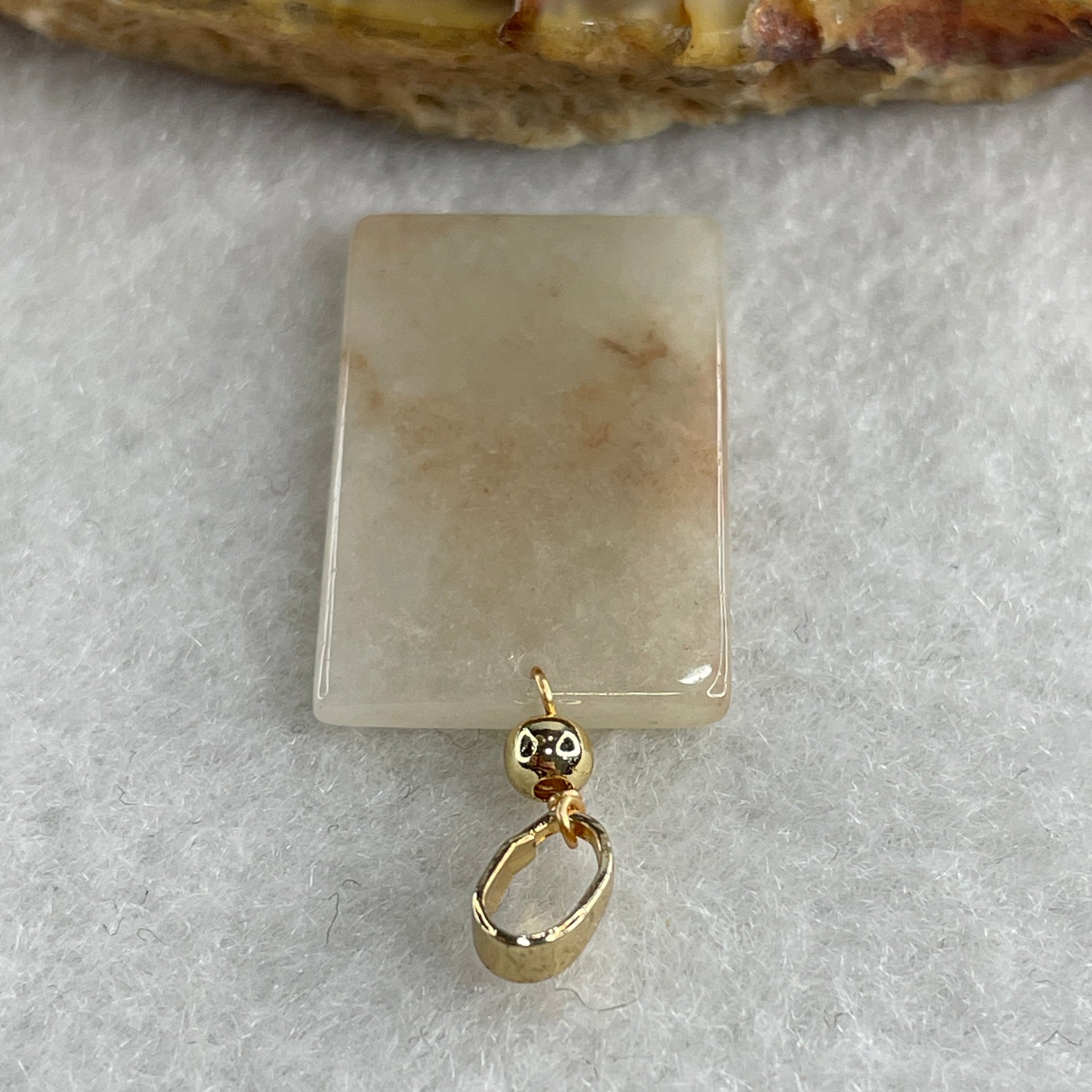 Type A White with Reddish Brown Jadeite Wu Shi Pai Pendant 2.38g 22.2 by 4.2 by 2.2mm - Huangs Jadeite and Jewelry Pte Ltd