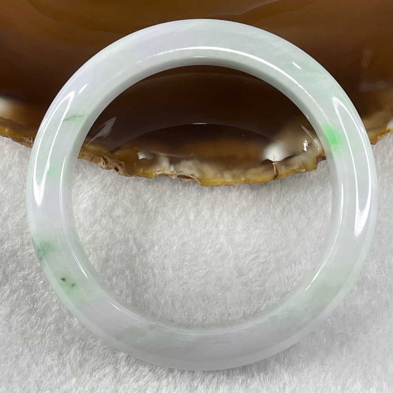 Type A Faint Lavender Green with Green Piao Hua Jadeite Bangle 48.66g Internal Diameter 51.2mm 11.9 by 8.7mm (Internal Lines) - Huangs Jadeite and Jewelry Pte Ltd