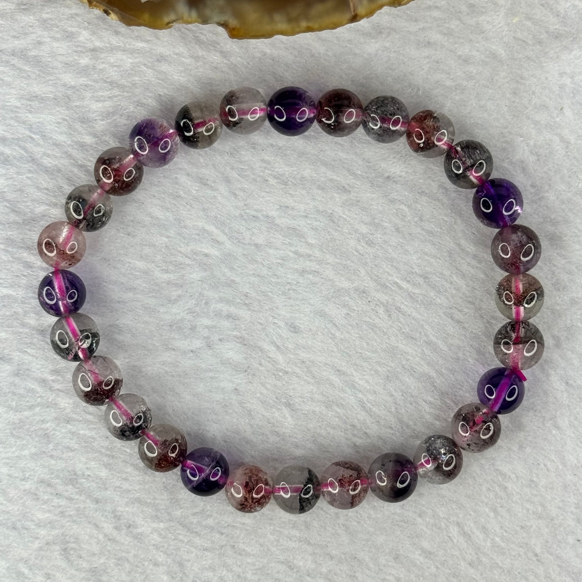 Good Grade Natural Super 7 Crystal Beads Bracelet 天然超级七水晶珠手链 11.30g 15cm 6.9mm 28 Beads - Huangs Jadeite and Jewelry Pte Ltd