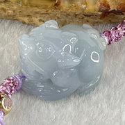 Type A Lavender with Yellow Patch Jadeite Male Pixiu String Bracelet 5.96g 13cm 18.0 by 14.2 by 12.6mm - Huangs Jadeite and Jewelry Pte Ltd