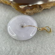 Natural Type A Lavender Jadeite Ping An Kou Pendant | 24.5mm Regal Purple Translucent Jade Peace Disc Talisman (6.95g | 24.5 x 5.3mm) - Huangs Jadeite and Jewelry Pte Ltd