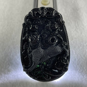 Type A Opaque to Partial Translucent Black Omphacite Jadeite Dog Pendant 23.89g 59.8 by 39.8 by 8.6mm - Huangs Jadeite and Jewelry Pte Ltd