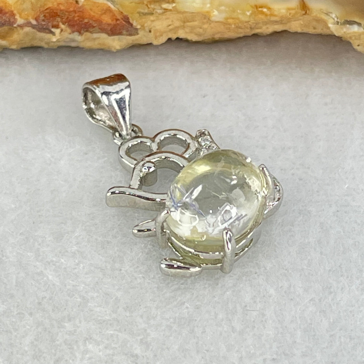 Above Average Grade Rare Natural Blue Dumortierite Rutilated Quartz in S925 Rat Pendant 1.63g 9.9 by 7.1 by 5.5mm - Huangs Jadeite and Jewelry Pte Ltd