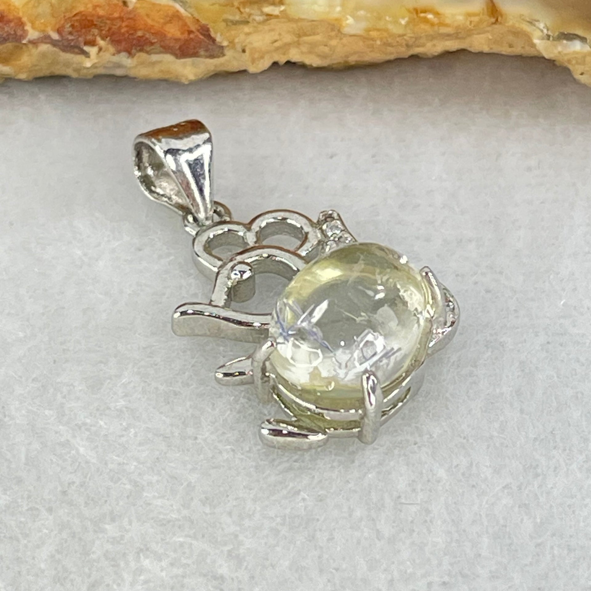 Above Average Grade Rare Natural Blue Dumortierite Rutilated Quartz in S925 Rat Pendant 1.63g 9.9 by 7.1 by 5.5mm - Huangs Jadeite and Jewelry Pte Ltd