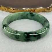 Type A Dark Green Piao Hua Jadeite Bangle 66.76g Internal Diameter 58.4mm 13.9 by 8.7mm (Very Slight External Rough) - Huangs Jadeite and Jewelry Pte Ltd