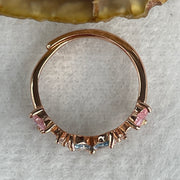 Natural-Pink-Kunzite-and-Blue-Topaz-with-Cubic-Zirconia-in-S925-Sliver-Gold-Color-Ring-1.63g-4.3-by-4.3-by-2.0mm-Pink-4.0-by-2.0-by-1.2-Blue-(Adjustable-Size)-Huangs-Jadeite-and-Jewelry-Pte-Ltd