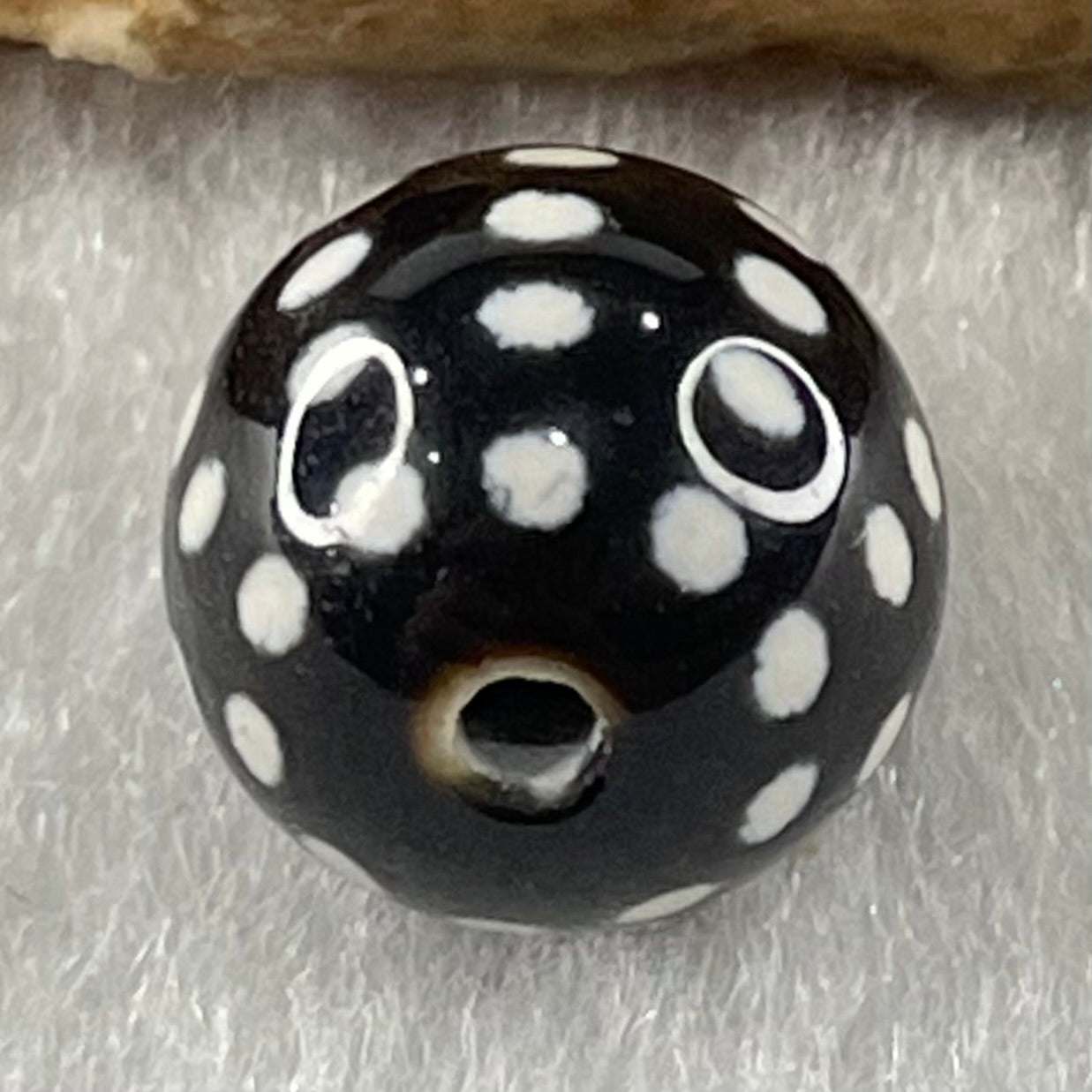 Natural Powerful Tibetan Old Oily Agate 50 Eyes Dzi Bead Heavenly Master (Tian Zhu) 五十眼天诛 1.43g 10.2 by 10.3mm - Huangs Jadeite and Jewelry Pte Ltd