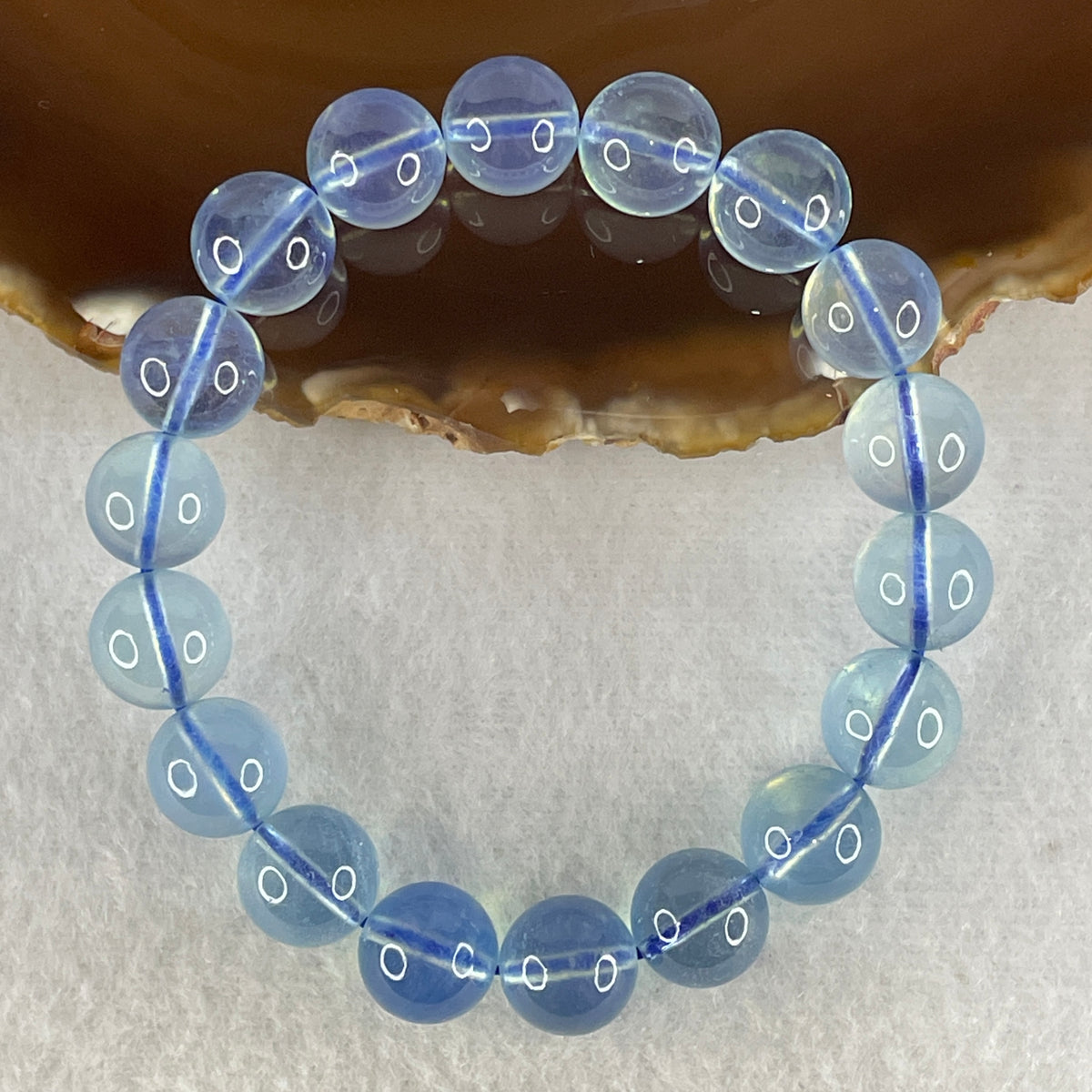 Certified Good Grade Natural Aquamarine Beads Bracelet | 16cm with 18 Beads 11.3mm (34.74g | Ocean Blue Translucency | Throat & Third Eye Chakra Harmony, Tranquil Communication & Serene Wealth Shield)