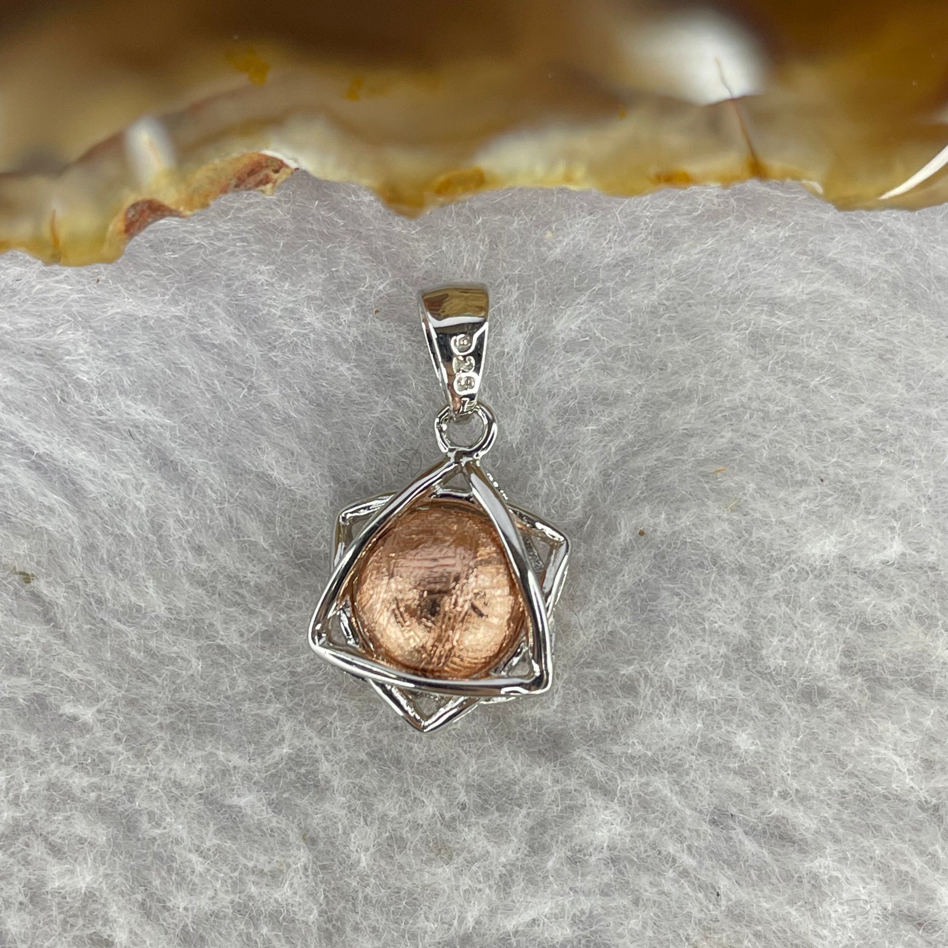 Meteorite in 925 Sliver Pendent (Rose Gold Color) 3.20g 14.1 by 13.2 by 8.0 mm - Huangs Jadeite and Jewelry Pte Ltd