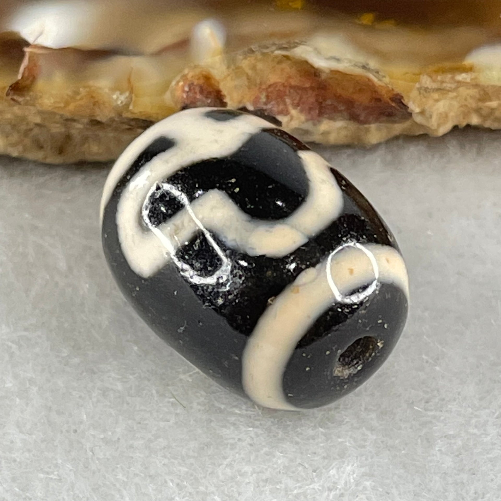 Natural Powerful Tibetan Old Oily Agate Double Bodhi Tree Dzi Bead Heavenly Master (Tian Zhu) 菩提树天珠 4.67g 17.8 by 13.1mm - Huangs Jadeite and Jewelry Pte Ltd