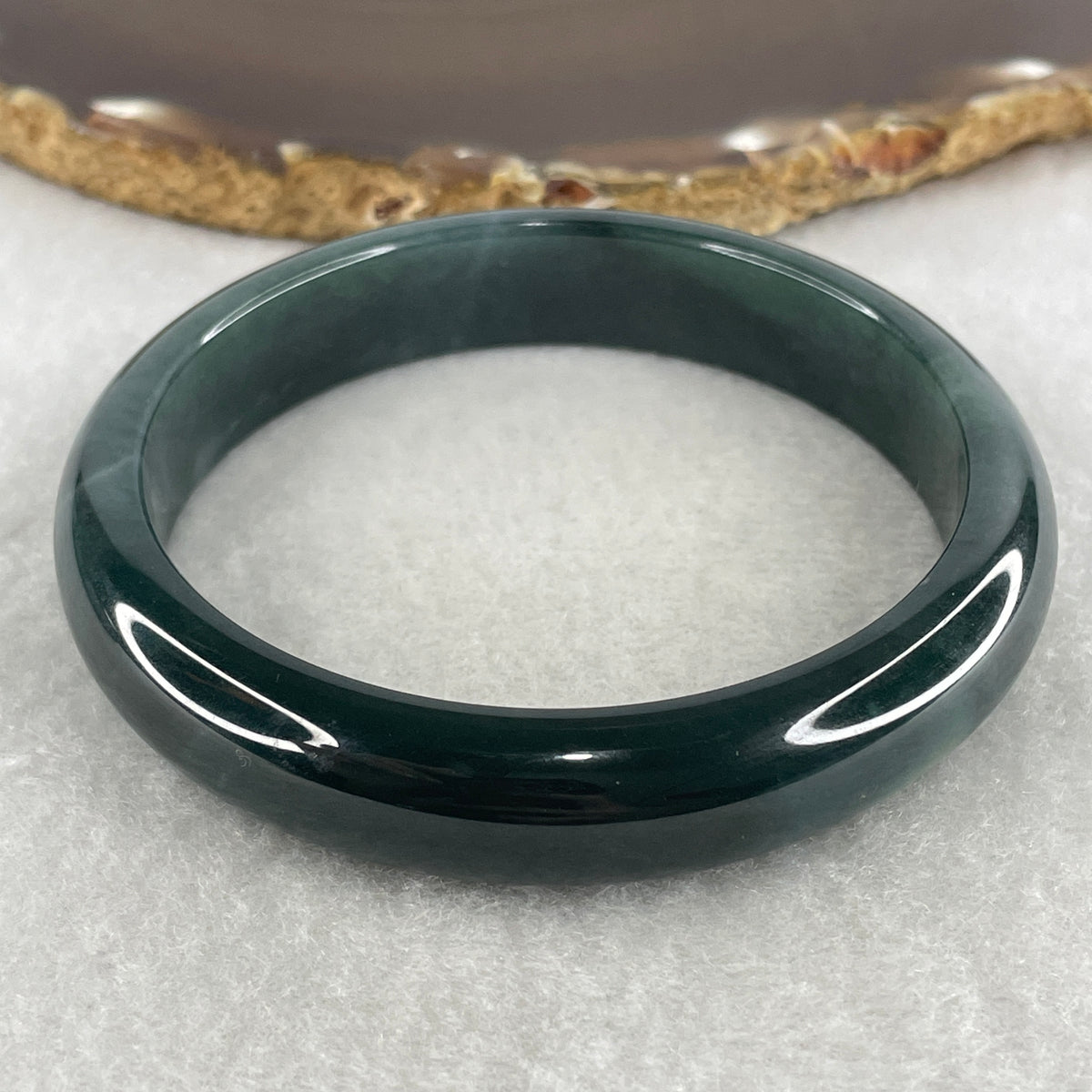 Certified Natural Type A Dark Blueish Green Jadeite Bangle | 61.1mm Inner Diameter (56.03g 12.9x7.4mm | Perfect | Emotional Wisdom, Abundance & Sovereign Energy Shield) - Huangs Jadeite and Jewelry Pte Ltd