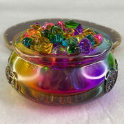 Muti Color Liuli Wealth Pot with Ingot Yuan Bao Display Total Weight 638.93g 101.0 by 51.0mm - Huangs Jadeite and Jewelry Pte Ltd