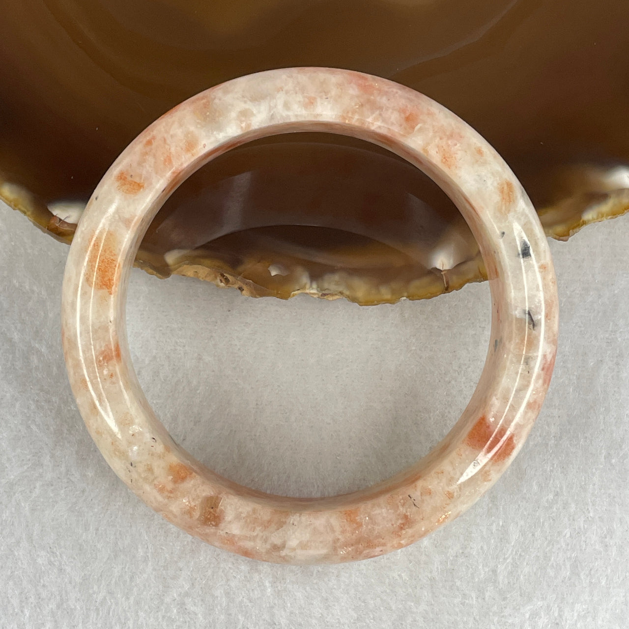 Natural Golden Sunstone Bangle | Radiant Solar Copper Glitter Full-Eternity Armlet & Vitality Talisman (65.31g 17.4 by 9.0mm | 56.1mm Inner Diameter | Very Very Slight Internal Line)