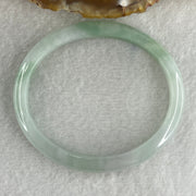 Certified Type A Light Green with Green Patches Jadeite Oval Bangle Internal Diameter 54.3mm 20.69g 7.5 by 6.4mm ( Very Slight Internal Lines ) - Huangs Jadeite and Jewelry Pte Ltd