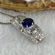 High Grade Natural Royal Blue Sapphire 1.8ct Natural Diamonds 0.45ct Platinum PT950 Pendant 6.98g with PT900 Necklace 3.95g Max 44cm Adjustable Total 10.93g - Huangs Jadeite and Jewelry Pte Ltd