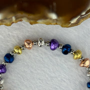 Natural Meteorite in Multi Color Pebble Shape Beads with Mini Stainless Beads Bracelet 天然天铁手链 25.33g 15cm 6.8mm 22pcs - Huangs Jadeite and Jewelry Pte Ltd