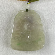 Grandmaster Type A Faint Lavender with Light Green Jadeite Cai Shen Ye with Prosperity Flowers and Bird 天宫赐福 Pendant 62.62g 56.88 by 46.94 by 13.07mm With NGI Cert 82838783 - Huangs Jadeite and Jewelry Pte Ltd