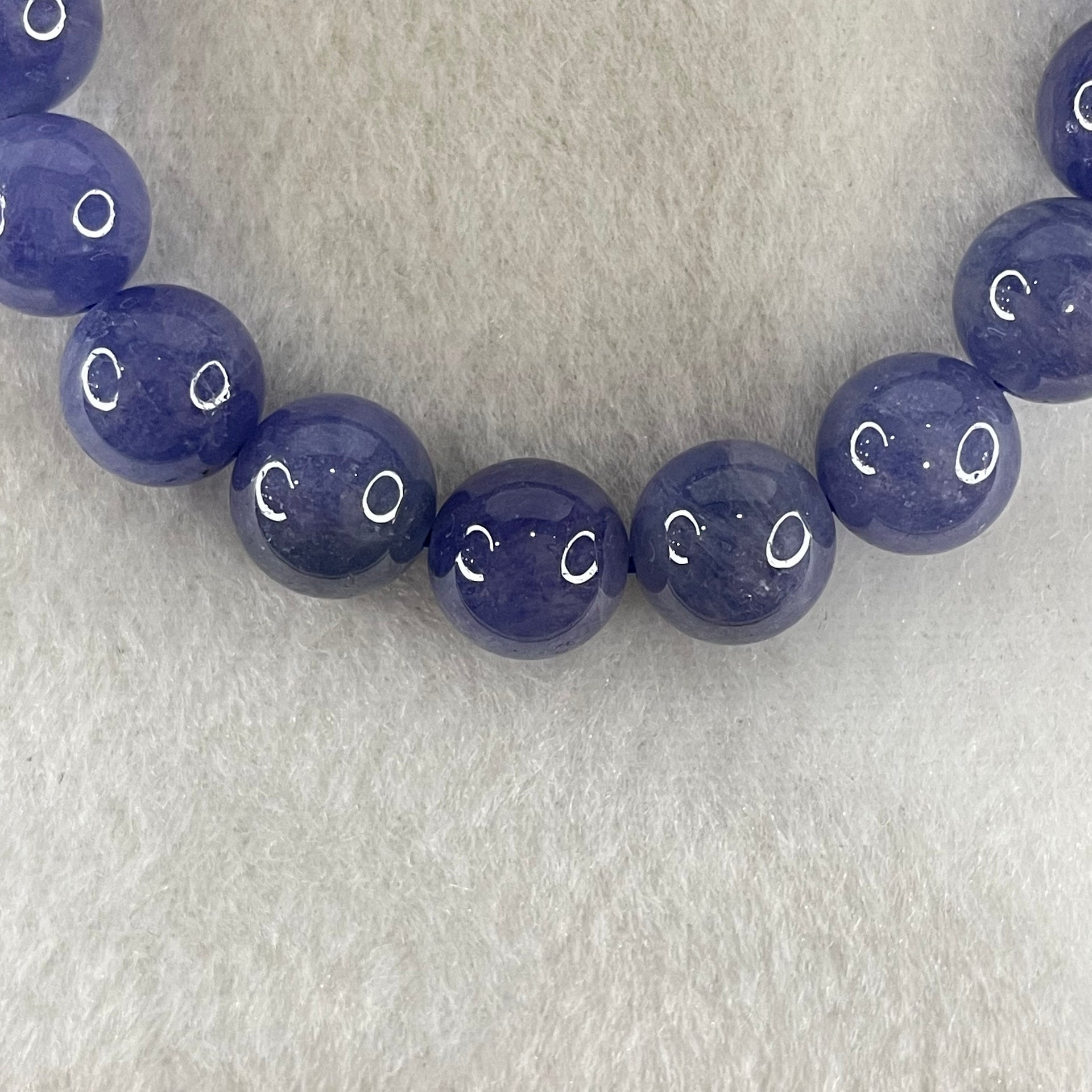 Above Average Grade Natural Blue Tanzanite Beads Bracelet 34.61g 15.5cm 10.2mm 19 Beads - Huangs Jadeite and Jewelry Pte Ltd