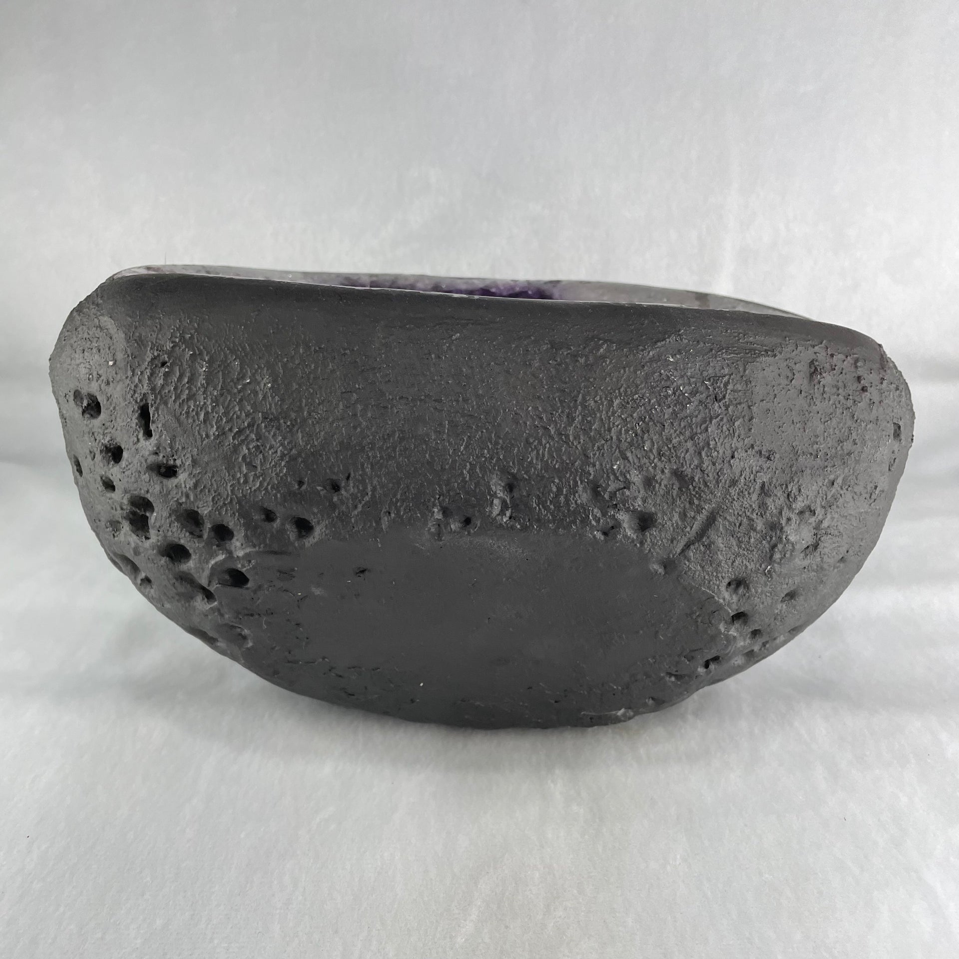 Natural Deep Intense Purple Amethyst Cave with Wooden Stand 5,981.0g 225.0 by 160.0 by 260.0mm - Huangs Jadeite and Jewelry Pte Ltd