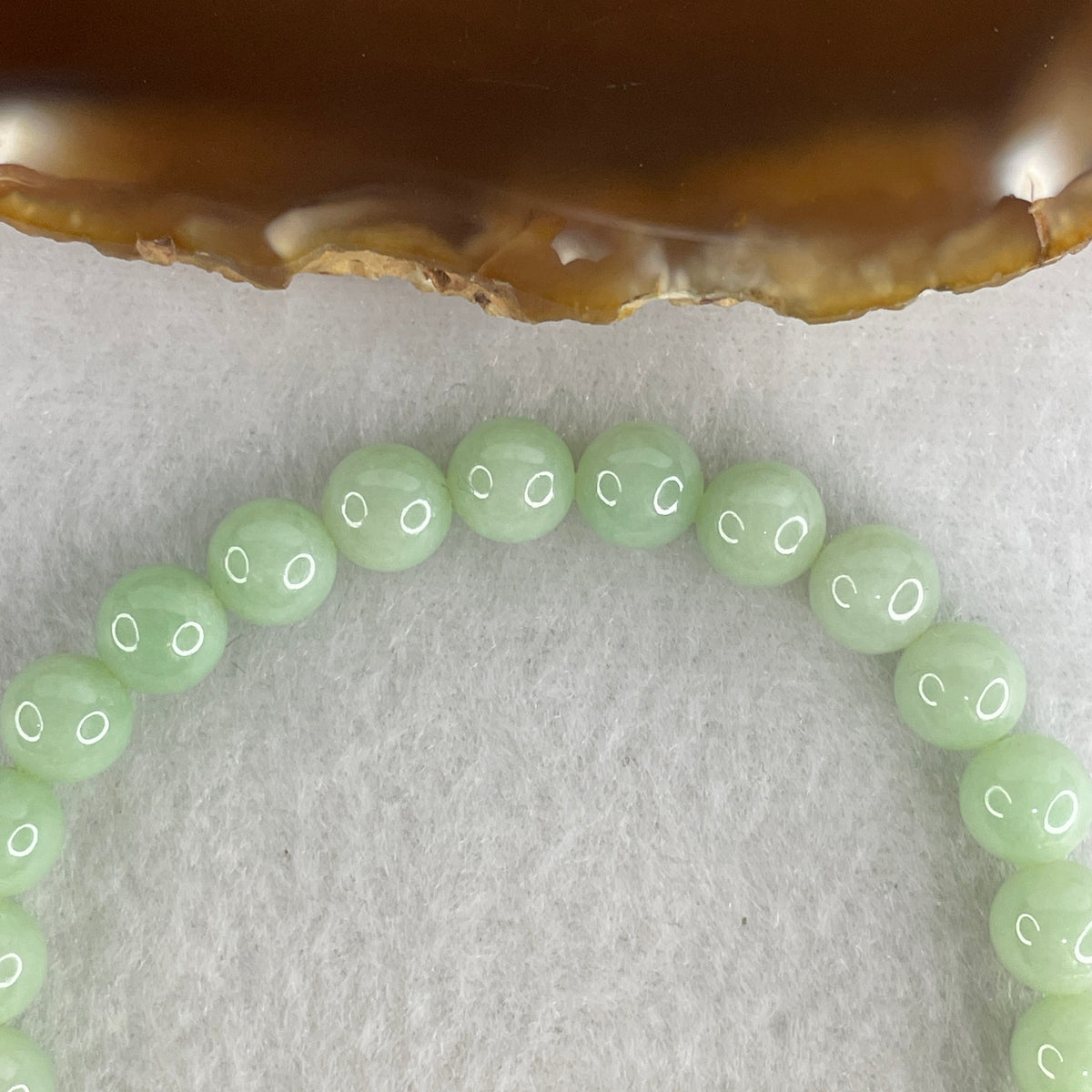 Natural Type A Apple Green Jadeite Beads Bracelet | (22.14g | 19cm | 7.7mm | 25 Beads | Heart Chakra Radiance, Steady Wealth "Zheng Cai" Anchor & Feng Shui Prosperity Talisman)