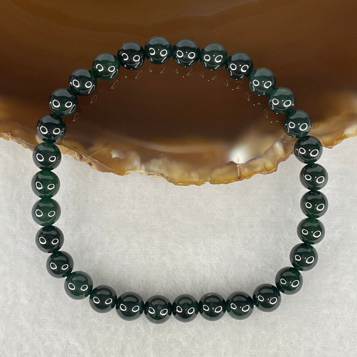 Type A Rare High End Translucent Black Omphacite Jadeite Beads Bracelet | 16cm with 31 Beads 6.0mm (11.60g | Root Chakra Powerful Protection & Wealth Shield)