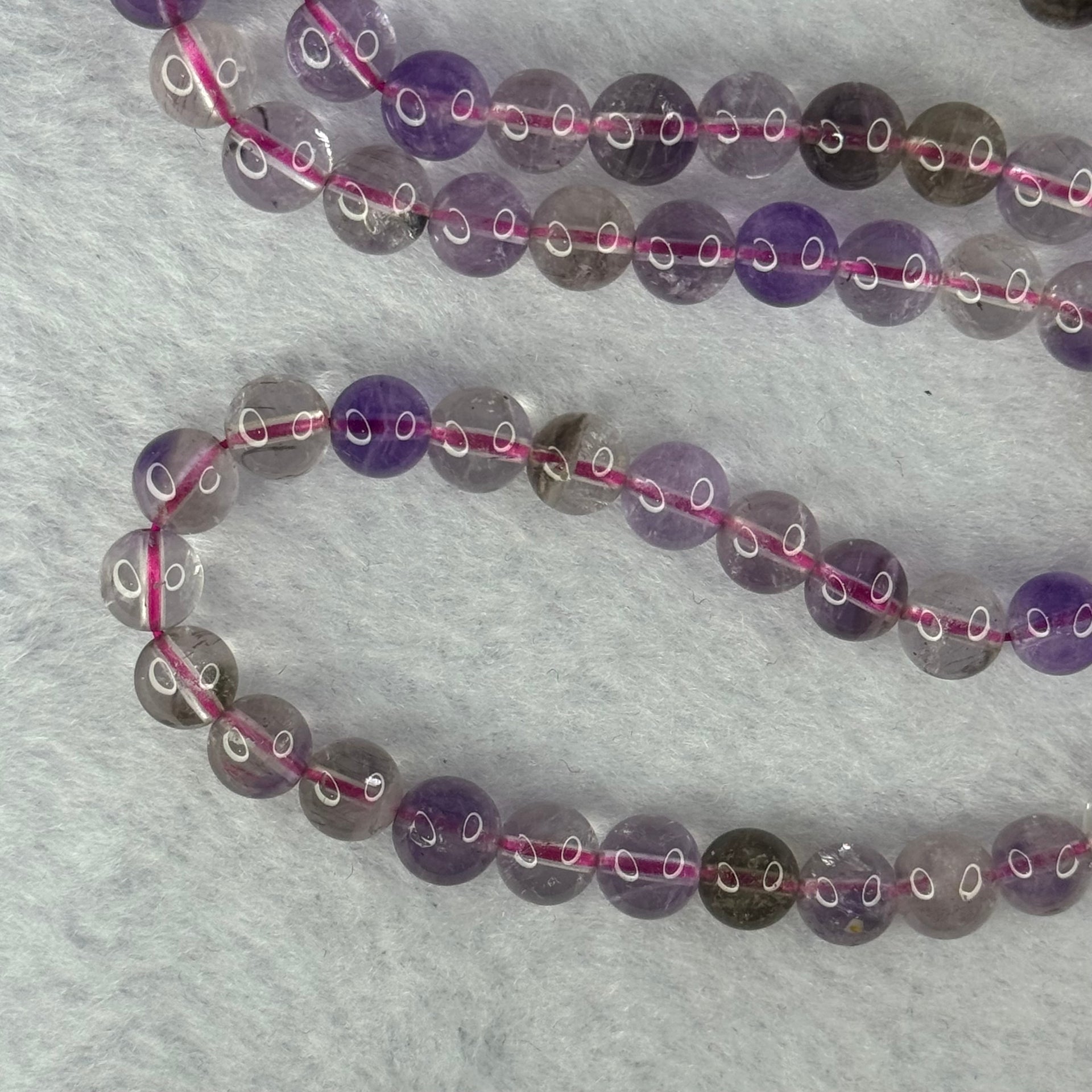 Average Grade Natural Super 7 Crystal Beads Necklace 天然超级七水晶珠项链 34.44g 54cm 6.9mm 85 Beads - Huangs Jadeite and Jewelry Pte Ltd