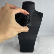 Certified Natural Type A Black Omphacite Jadeite Pixiu pair Pendant Each About 62.04g 50.6 by 28.6 by 21.4mm And 64.08g 50.0 by 27.5 by 22.7mm - Huangs Jadeite and Jewelry Pte Ltd