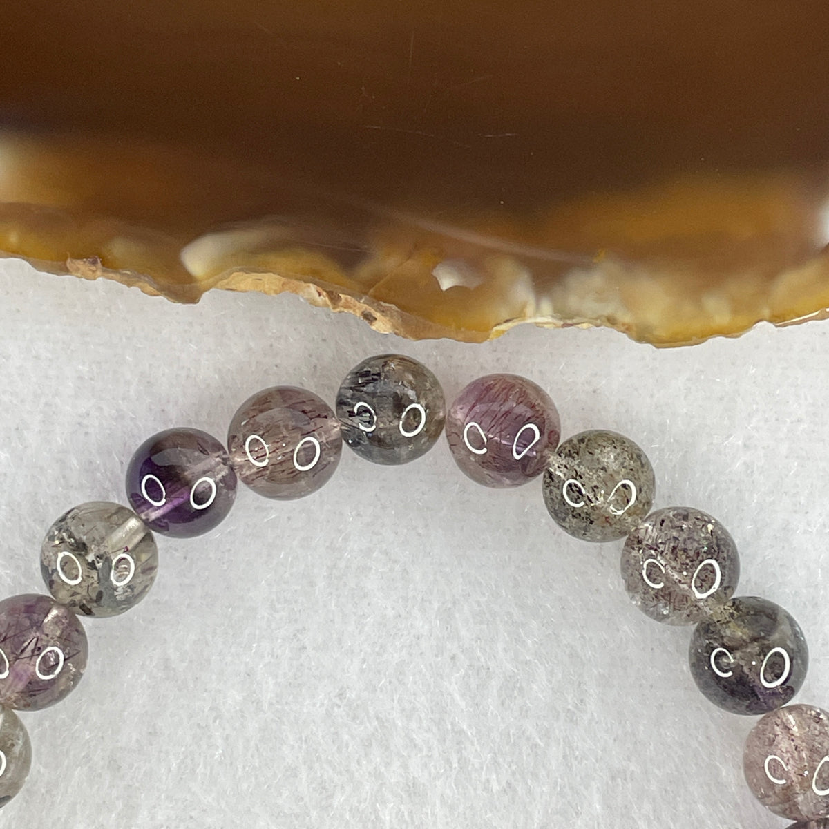 Certified Good Grade Natural Black Super 7 Crystal Beads Bracelet | 17cm Strand of 27 Beads 7.8mm (16.60g | Root Grounding, Manifestation & Aura Shield)