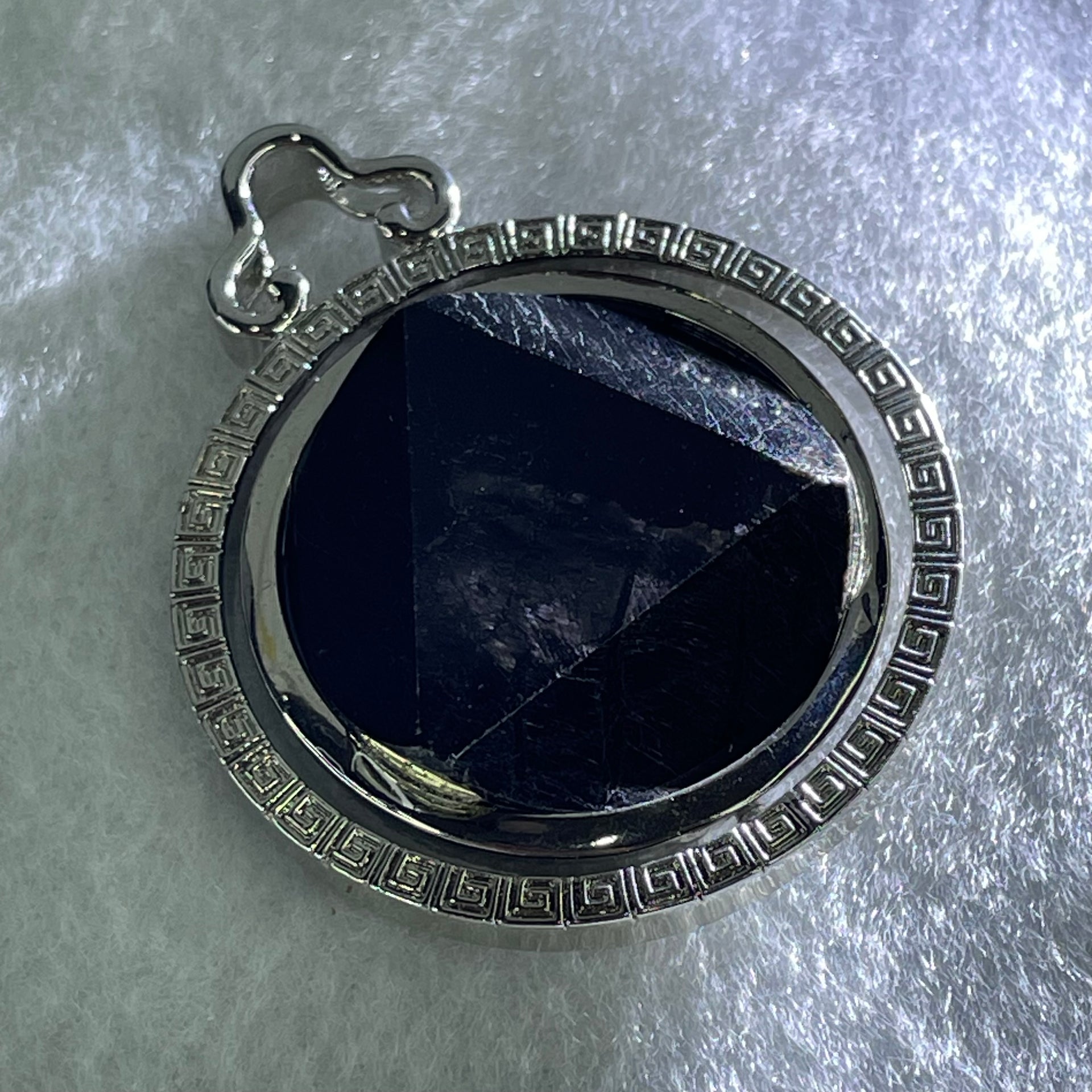 Natural Hypersthene in Stainless Steel Pendant 23.93g 25.0 by 9.4mm - Huangs Jadeite and Jewelry Pte Ltd