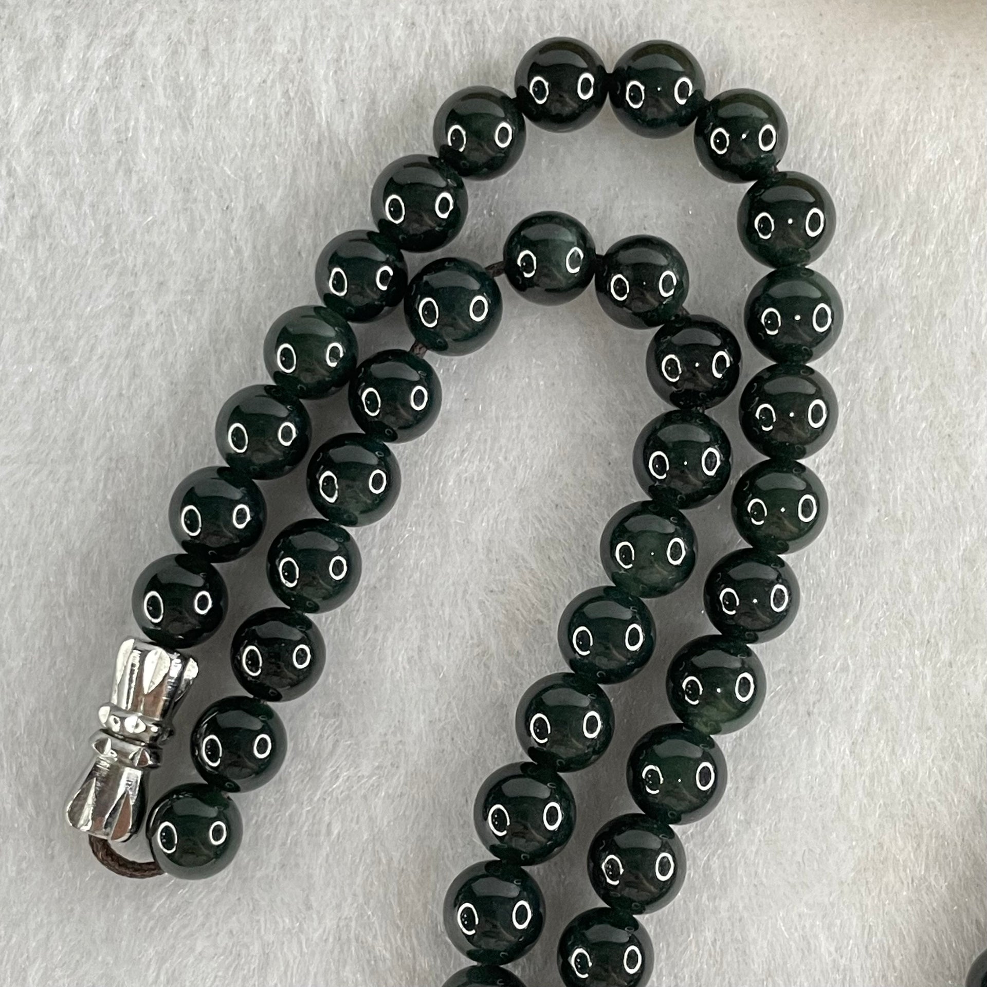 Rare High End Type A Fully Translucent Black Omphacite Jadeite Beads Necklace 34.77g 60cm 5.7mm 108 Beads - Huangs Jadeite and Jewelry Pte Ltd