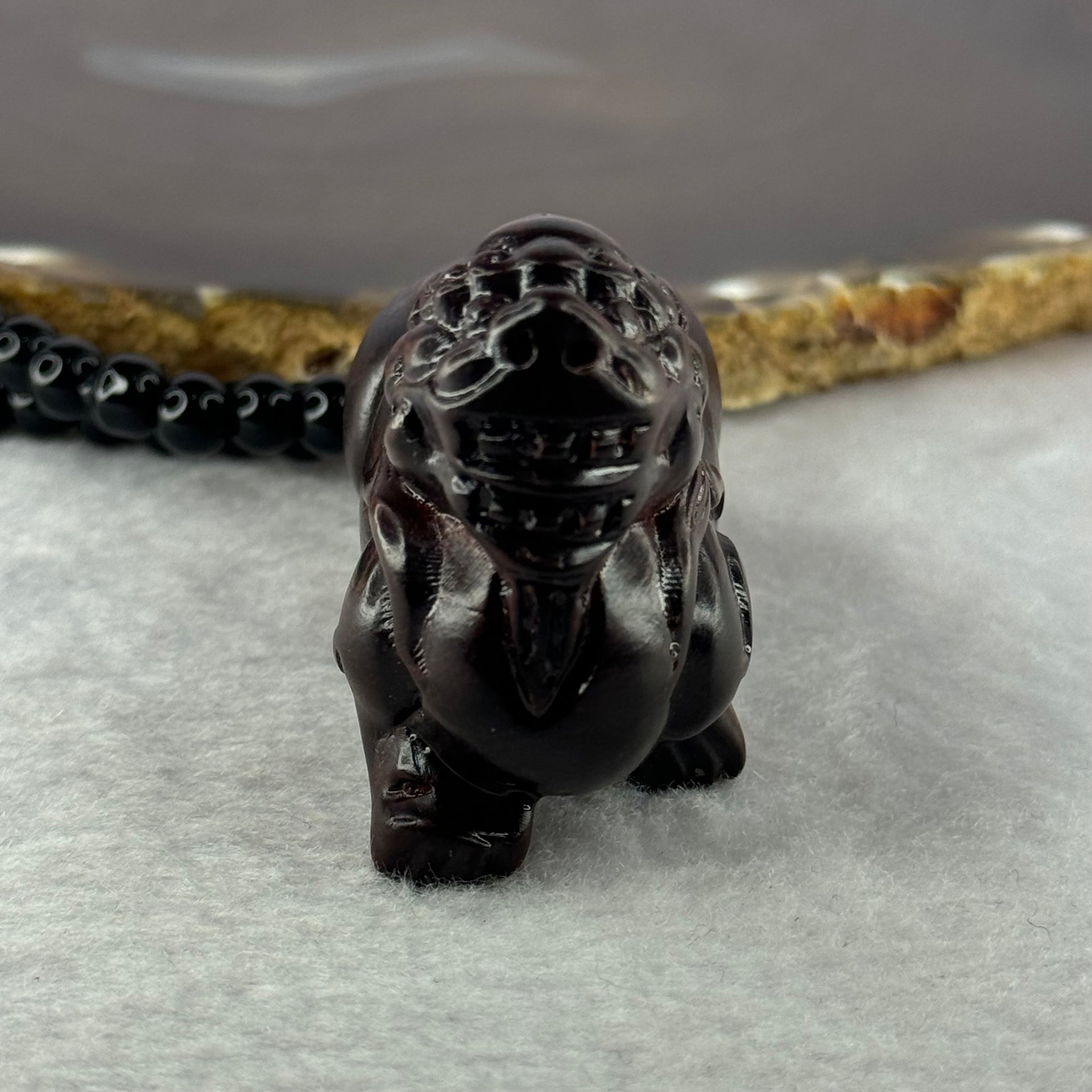 Natural African Rosewood Pixiu Handplay 天然非洲紫檀貔貅手把件 54.65g 64.2 by 27.3 by 43.0mm - Huangs Jadeite and Jewelry Pte Ltd