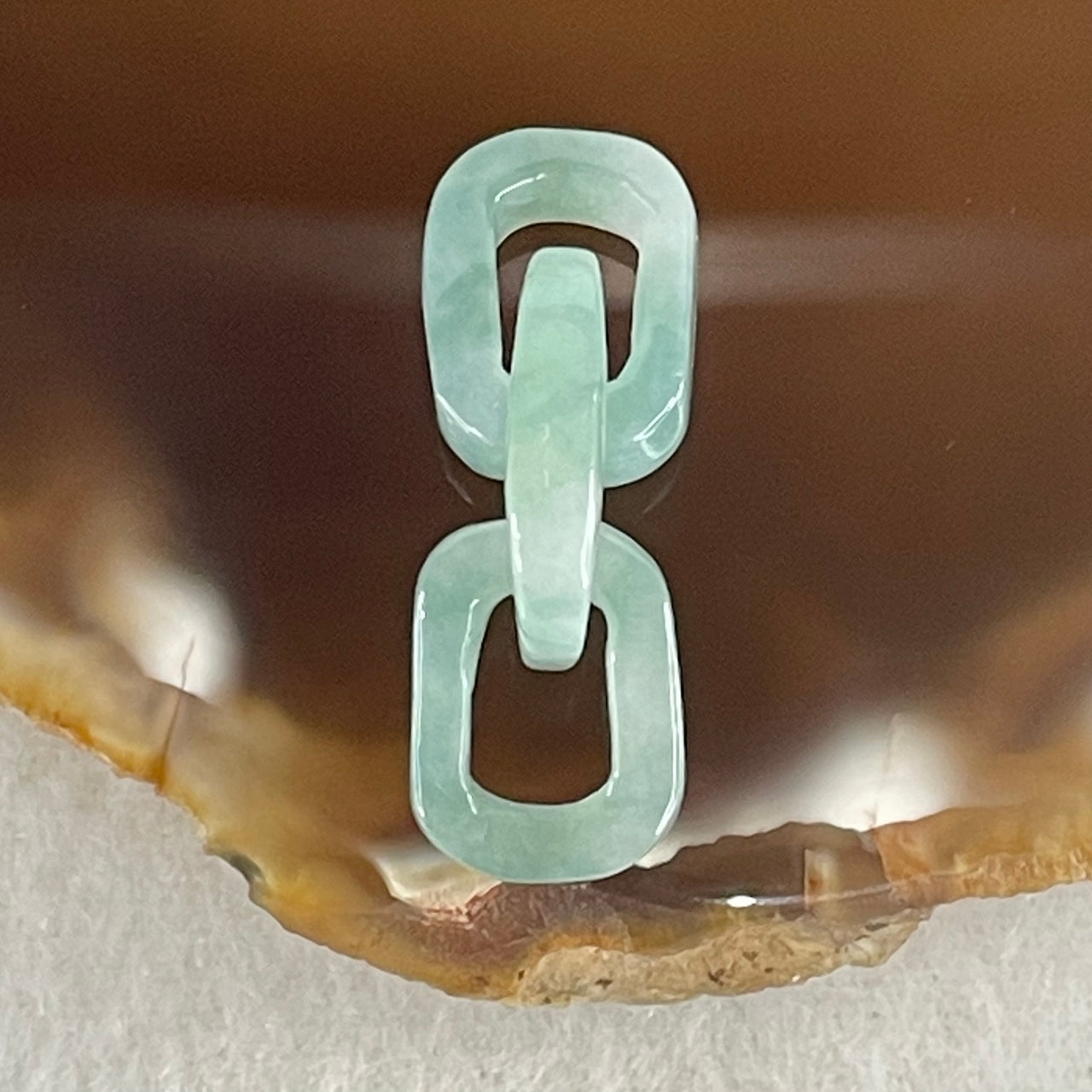 Type A Blueish Green with Faint White Jadeite Rolo Link Chain for Setting 2.43g 14.6 by 10.5 by 3.3mm - Huangs Jadeite and Jewelry Pte Ltd