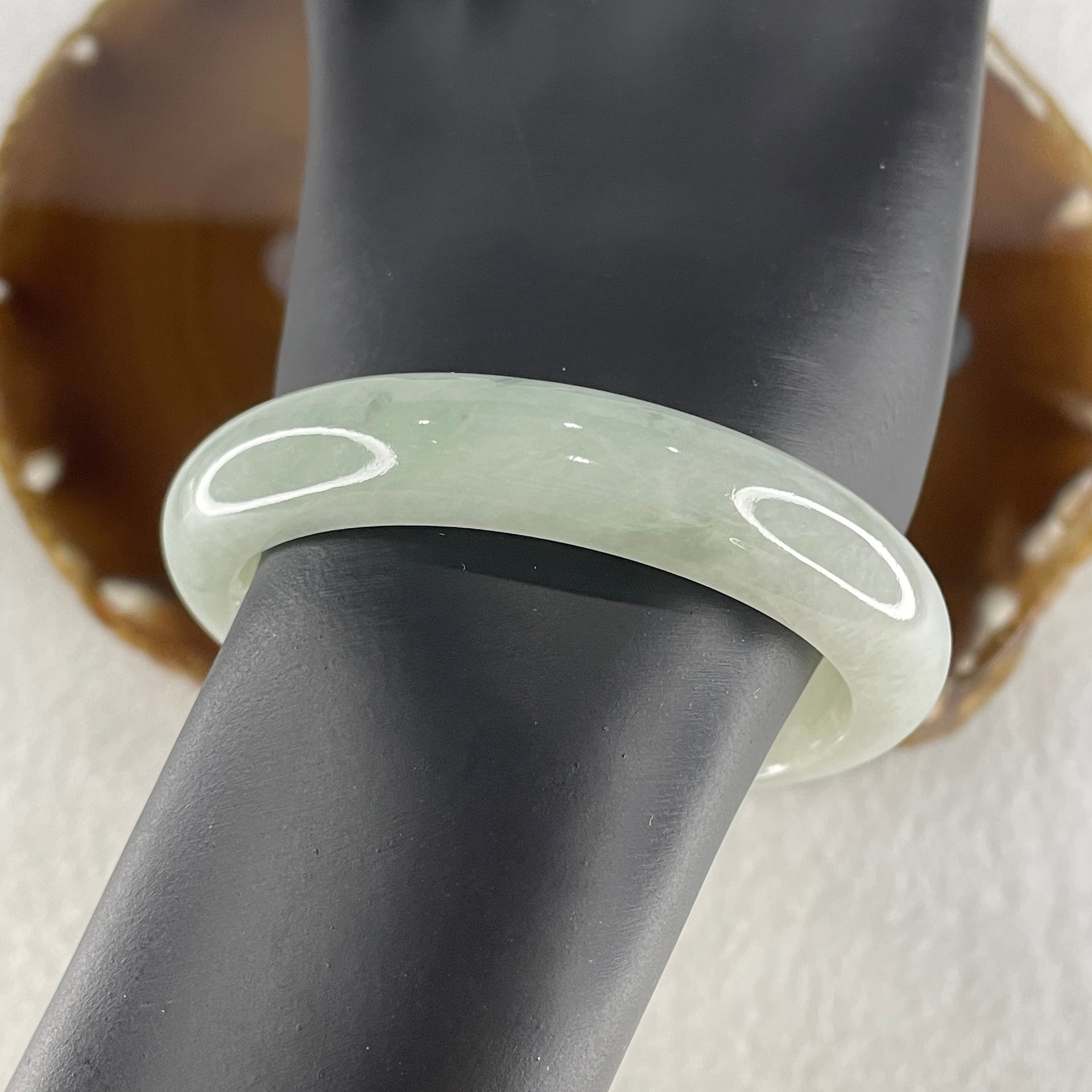Certified Type A Light Green with Green Piao Hua Jadeite Bangle Internal Diameter 50.6mm 40.98g 11.2 by 7.6mm (Close to Perfect ) - Huangs Jadeite and Jewelry Pte Ltd