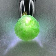 916 22K Yellow Gold Type A Natural Green with Emerald Green Spots Jadeite Money Bag with Coins Pendant 13.22g 33.1 by 32.6 by 6.7mm - Huangs Jadeite and Jewelry Pte Ltd