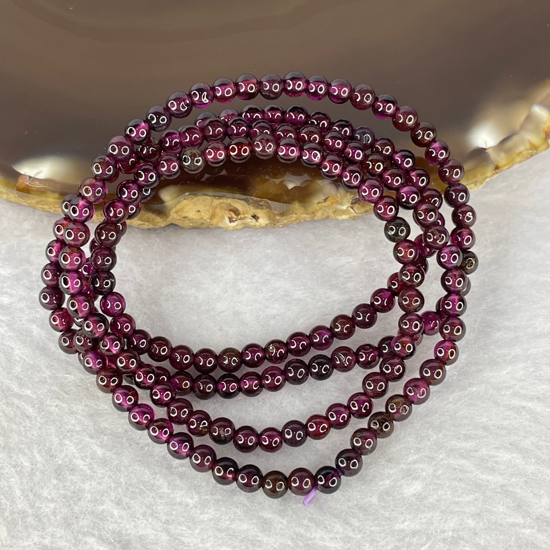 Natural Red Garnet Beads Necklace 12.12g 3.3mm 174 Beads - Huangs Jadeite and Jewelry Pte Ltd