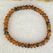 Natural Dark Brownish Yellow Medicine Amber Beads Bracelet 天然抚顺药珀手链 4.39g 15.5cm 6.8mm 44 Beads - Huangs Jadeite and Jewelry Pte Ltd