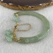 Natural Type A Jelly Light Green with Yellowish Spot Jadeite Bamboo with Double Dragon Head Bracelet 25.94g 17cm 7.2 by 8.2mm - Huangs Jadeite and Jewelry Pte Ltd