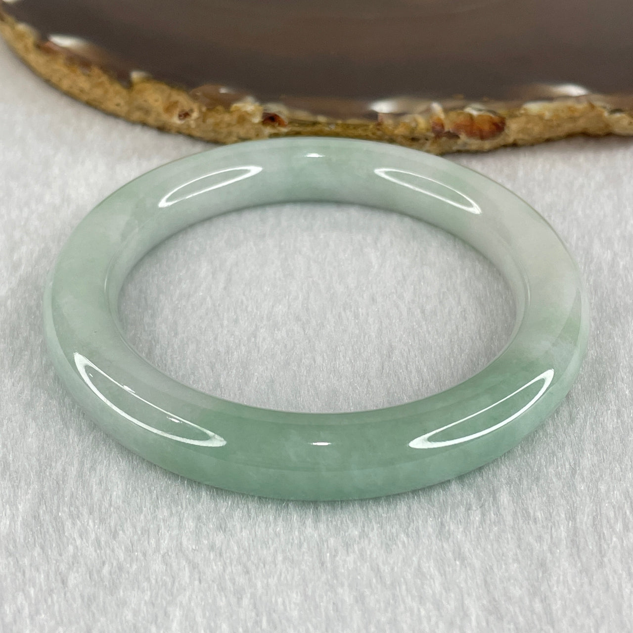 Type A Light Green to White Jadeite Bangle 56.38g Internal Diameter 55.8mm 10.7 by 10.0mm (Internal Lines) - Huangs Jadeite and Jewelry Pte Ltd