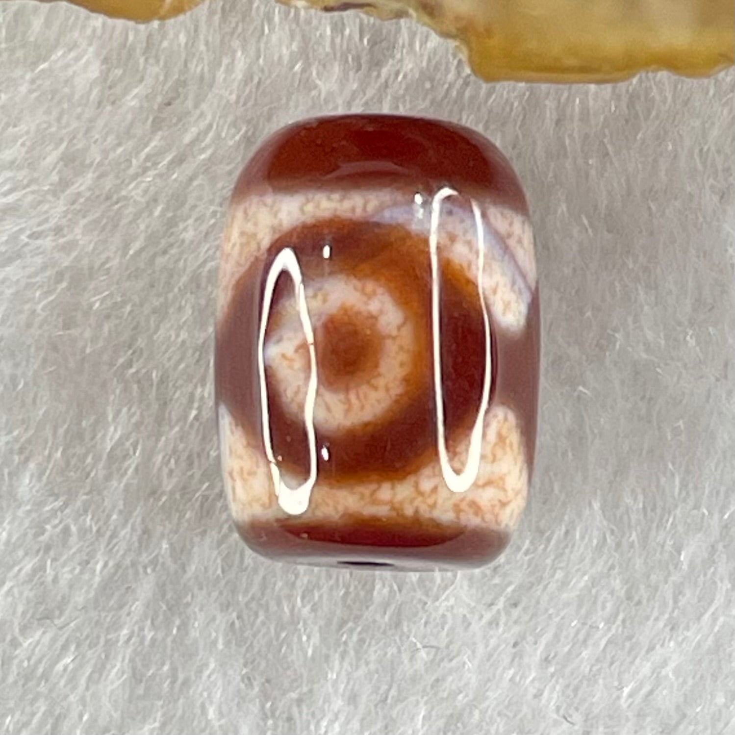 Natural Powerful Tibetan Old Oily Agate 3 Eyes Dzi Bead Heavenly Master (Tian Zhu) 三眼天诛 2.31g 13.7 by 10.0mm - Huangs Jadeite and Jewelry Pte Ltd