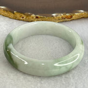 Type A Faint Lavender Green with Moss Green Patches Jadeite Bangle Internal Diameter 56.8mm 67.33g 14.8 by 8.8mm (Internal Lines) - Huangs Jadeite and Jewelry Pte Ltd