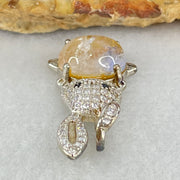 Rare Natural Blue Dumortierite Rutilated Quartz in S925 Sliver Rabbit Pendant 2.40g 10.0 by 7.1 by 5.5mm - Huangs Jadeite and Jewelry Pte Ltd