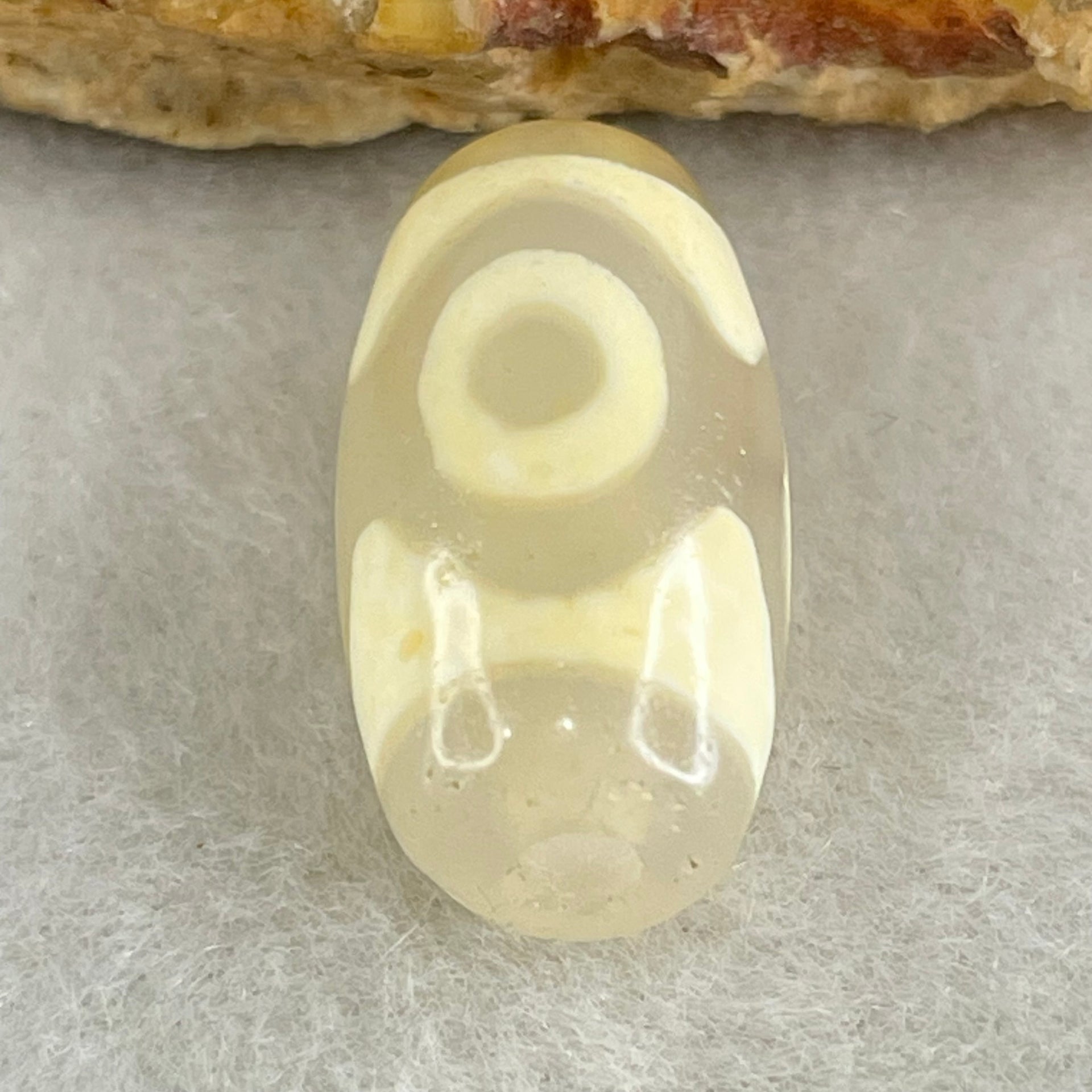 Natural Powerful Tibetan Old Oily Agate 3 Eyes Dzi Bead Heavenly Master (Tian Zhu) 三眼天诛 3.00g 20.1 by 10.4mm - Huangs Jadeite and Jewelry Pte Ltd