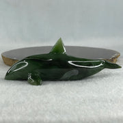 Natural Dark Green Serpentine Killer Whale Display 130.1g 122.0 by 52.0 by 50.0mm - Huangs Jadeite and Jewelry Pte Ltd