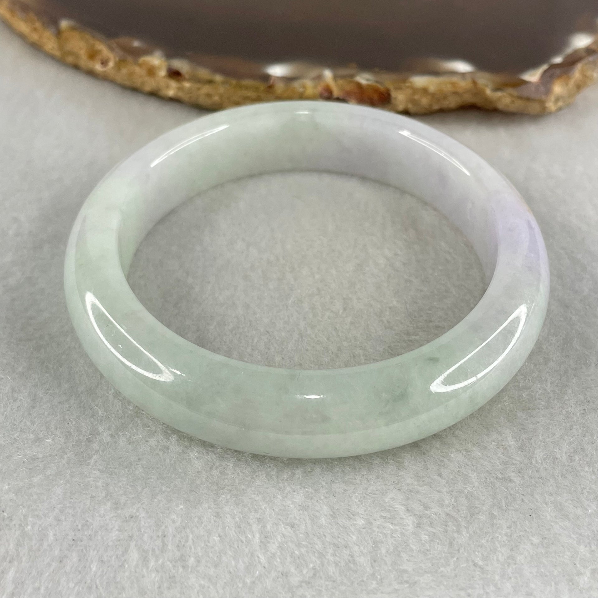 Type A Green Lavender Jadeite Bangle 54.20g Inner Diameter 54.5mm 12.5 by 8.5mm (Close to Perfect) - Huangs Jadeite and Jewelry Pte Ltd